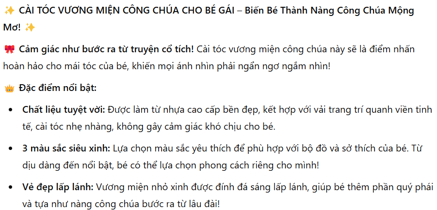 CÀI TÓC VƯƠNG MIỆN CÔNG CHÚA CHO BÉ GÁI ( Viee001 )