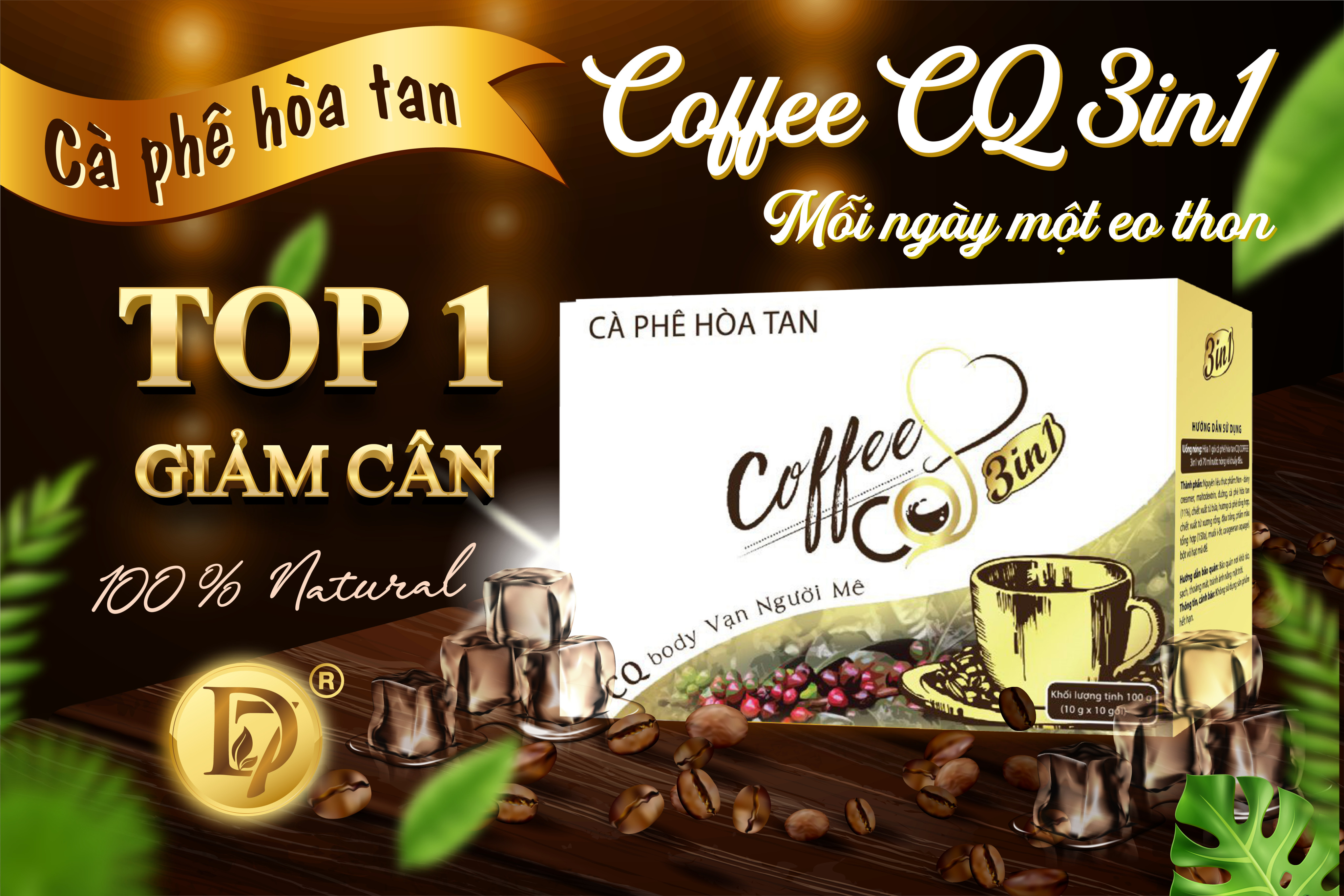 1 hộp 10 gói cà phê hỗ trợ giảm cân hòa tan cq coffee 3in1 thái lan 2