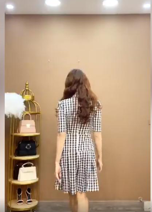 Đầm Xòe Caro Công Sở 2 Lớp Thời Trang