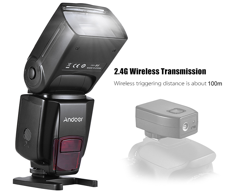 Andoer AD560 IV 2.4G Wireless On-Camera Slave Speedlite GN50 LCD For Canon