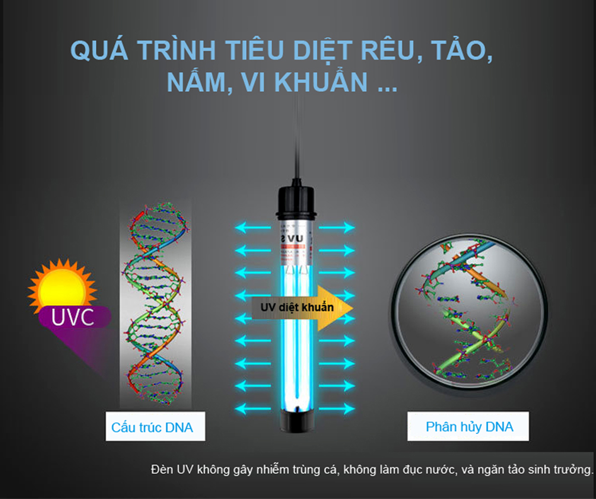 Đèn UV 20W Sterilization King Bóng Kép cao cấp, diệt tảo, diệt khuẩn cho bể cá, hồ cá, hồ thủy sinh siêu sạch ( Trắng)