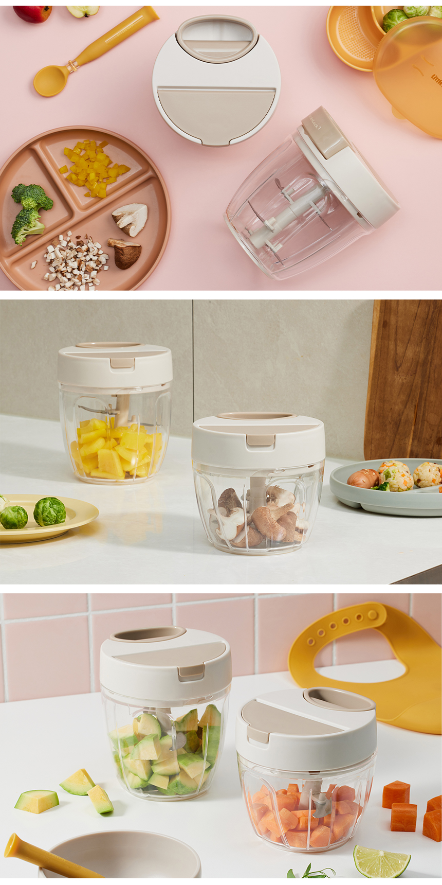 Dụng Cụ Xay Tỏi Ớt LocknLock CKS342BEG, CKS343BEG, CKS344BEG, Hàng Chính Hãng, Kéo Tay - JoyMall