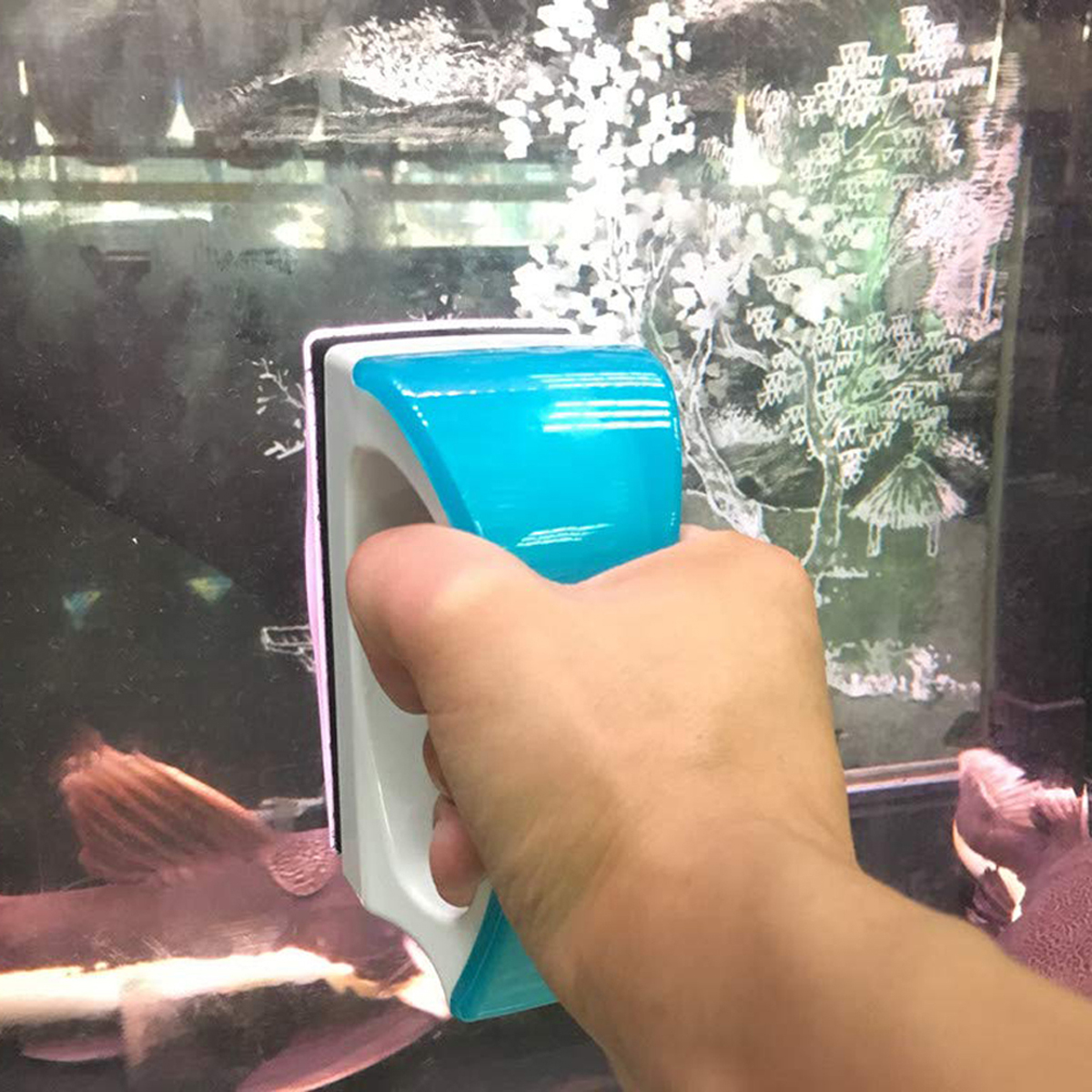 Lau kính nam châm Vipsun Chùi hít kiếng nam châm - Dụng cụ vệ sinh hồ cá bể cá 