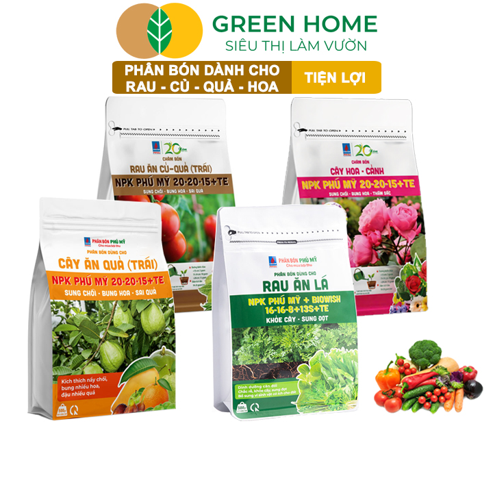 Phân Bón NPK Greenhome, Chuyên Rau Ăn Lá, Củ, Cây Ăn Trái, Hoa, Dinh Dưỡng Cân Đối, Chắc Rễ, Khoẻ Cây, Bông To, Sai Quả