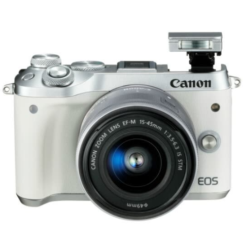 Máy Ảnh Canon EOS M6 Vi Xử Lý Dual-Core + Kit 15-45mm (24 MP) - Trắng