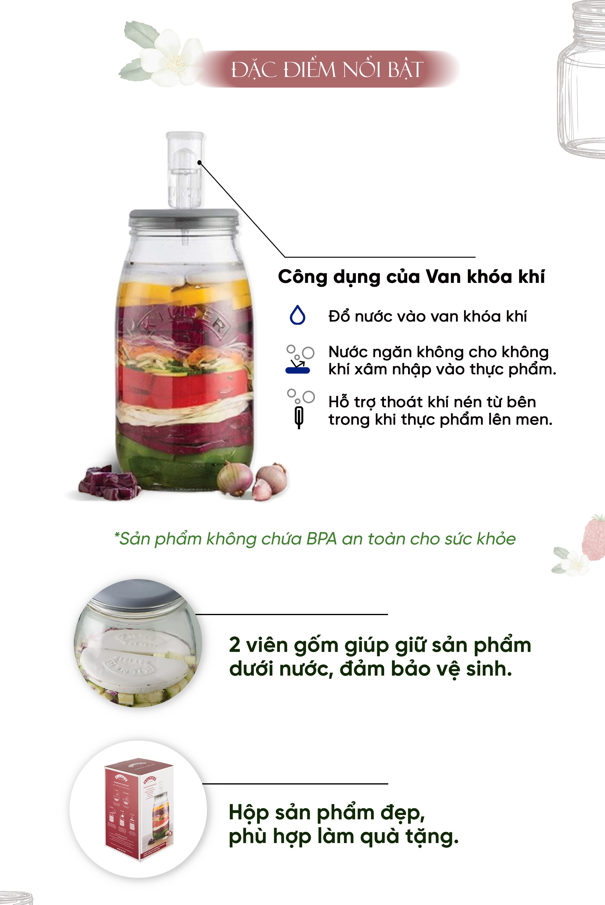 Bộ hũ muối thực phẩm Kilner (6 món)