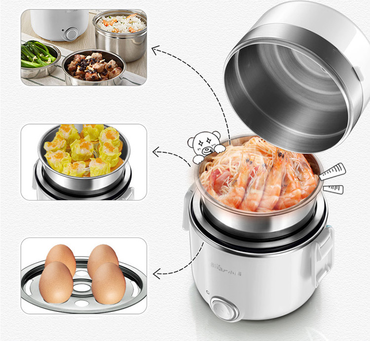 Bear electric lunch box insulation three-story office worker heating rice cooker can be plugged in stainless steel liner 2L DFH-B20Z8