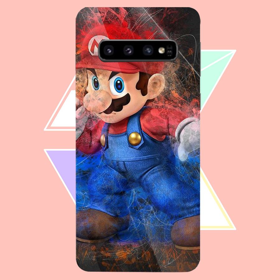 Ốp điện thoại kính cường lực cho máy Samsung Galaxy S10 - super mario MS MARIO024