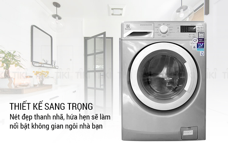 Máy Giặt Cửa Ngang Inverter Electrolux EWF12853S (8.0 Kg) - Xám Bạc - Hàng Chính Hãng