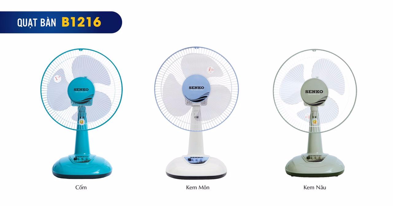 Quạt điện Senko để bàn tiện lợi cao cấp B1216 màu ngẫu nhiên - Hàng Chính Hãng
