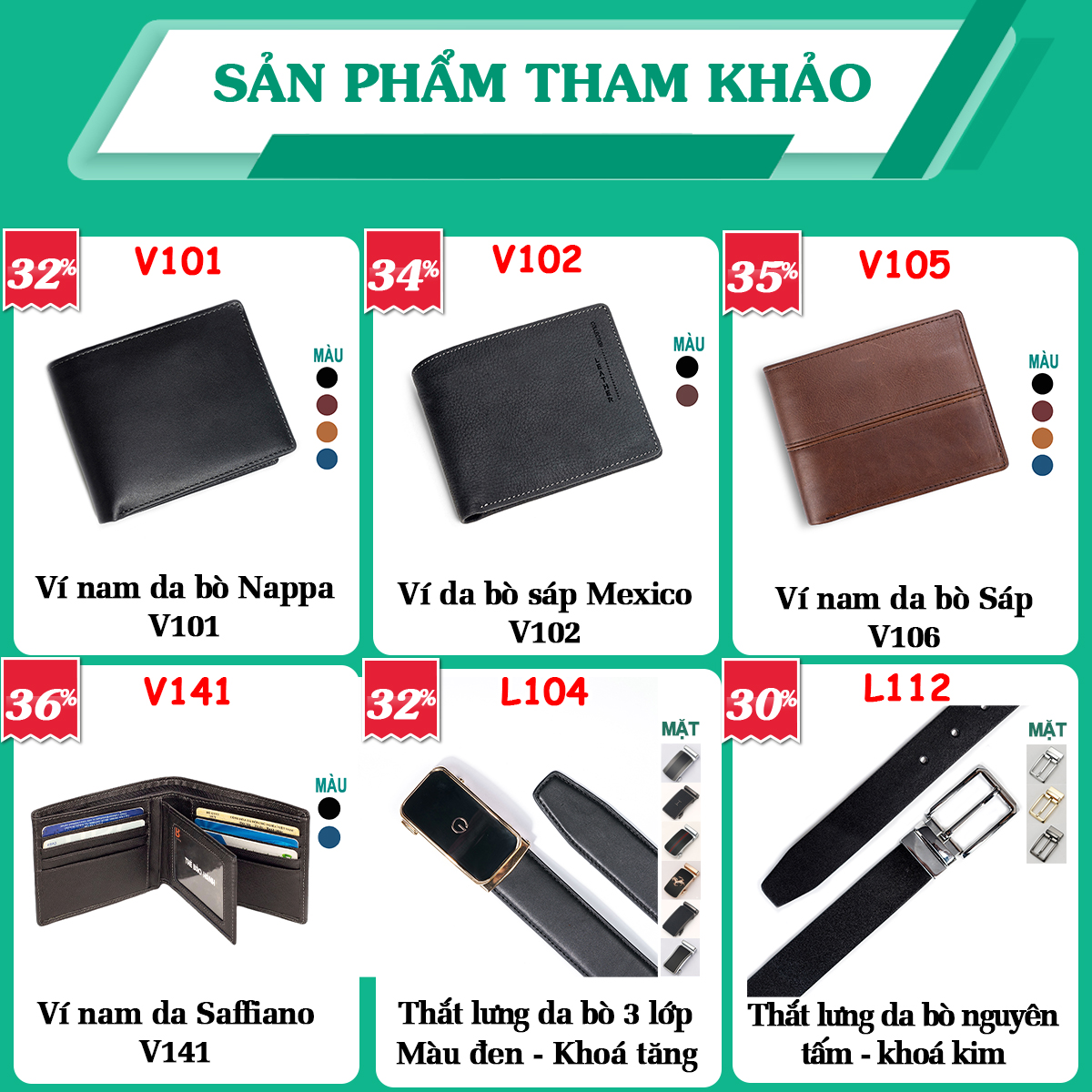 Ví nam, bóp nam da bò Saffiano Bụi Leather V140 - Bảo hành 12 tháng