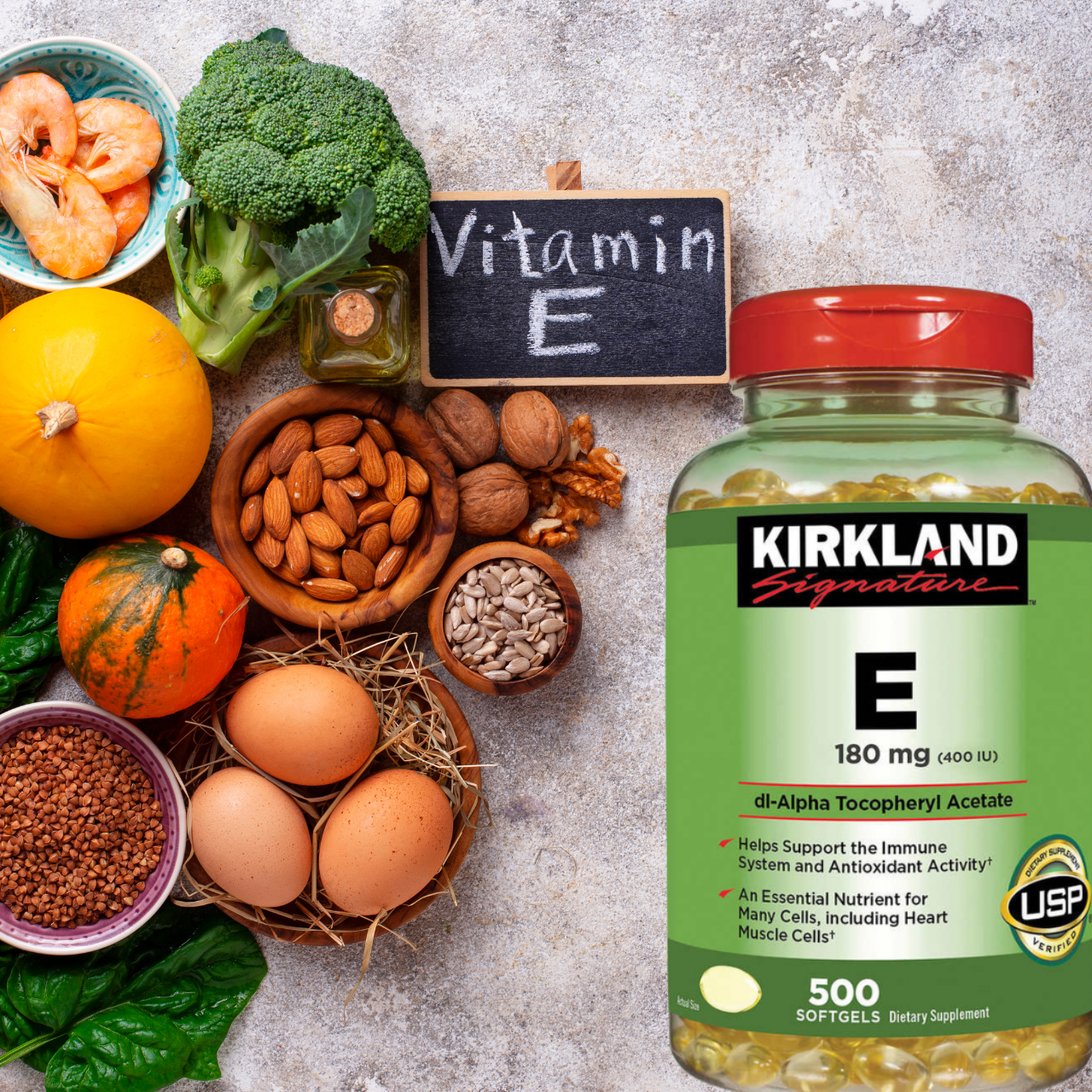 Vitamin E Mỹ Kirkland Signature E 180mg (400 IU) 500 Viên