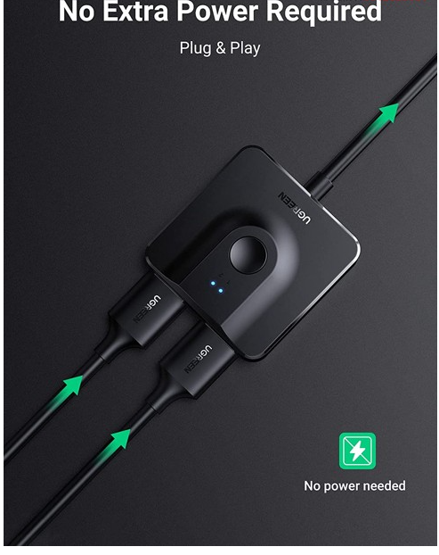 Ugreen 70607 4K 30Hz 2 Way Hdmi Bidirectional Switch Splitter with Cable CM311  Hàng chính Hãng