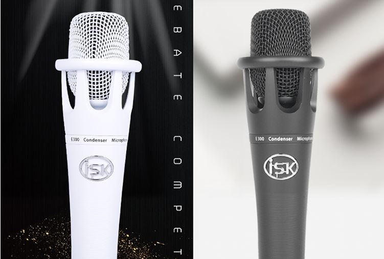 iSK E300 condenser microphone professional recording equipment national karaoke mobile computer shouting wheat universal anchor live broadcast special microphone white