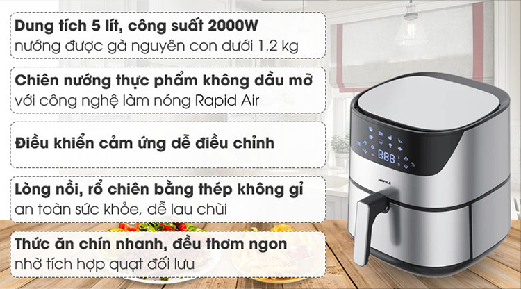 Nồi Chiên Không Dầu Điện Tử Hafele AF-T5A (5.0 Lít) - Hàng chính hãng