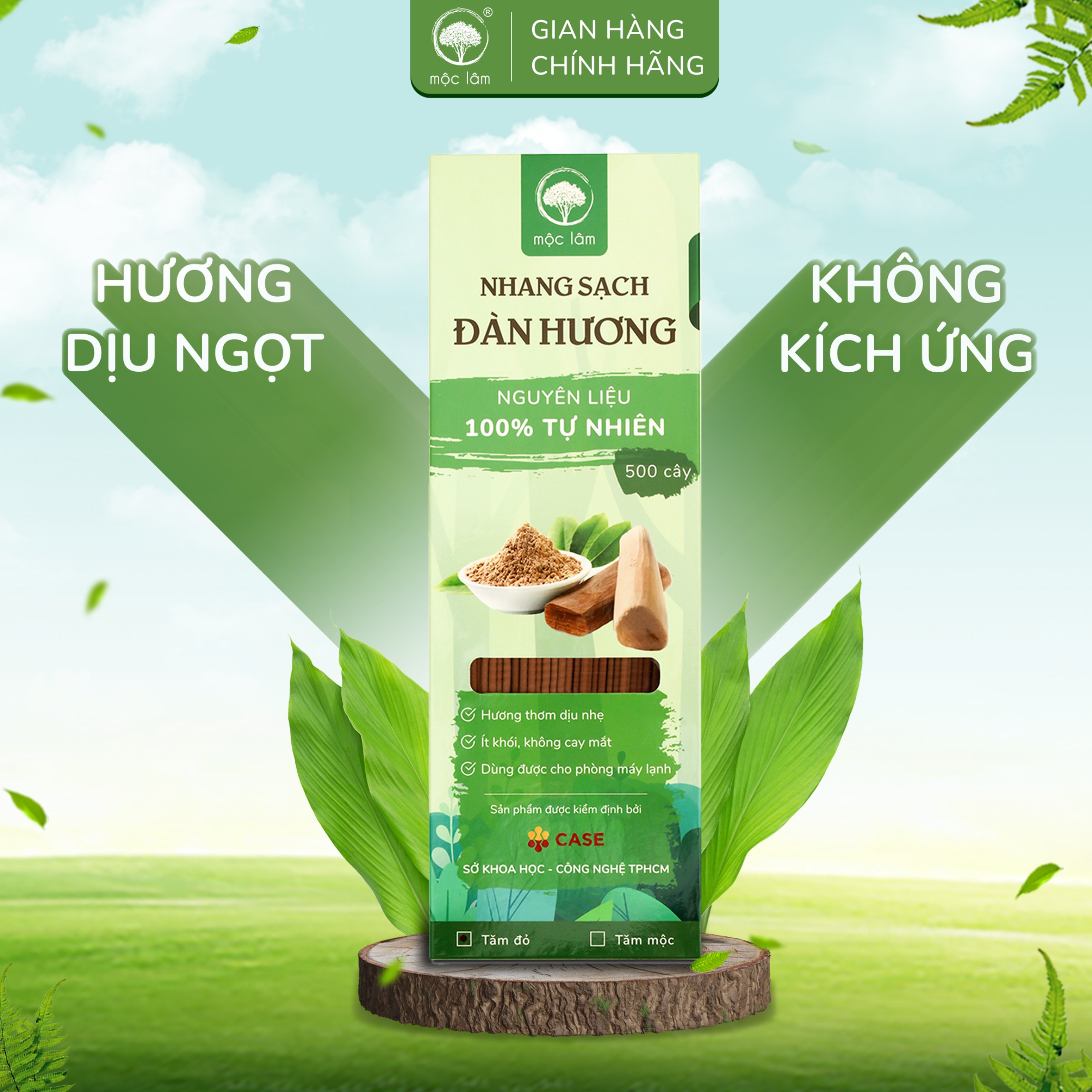 Nhang Sạch Đàn Hương MỘC LÂM 29cm 500cây, Nhang Thơm, Ít Khói - Ít Tàn, Hương Thơm Dịu Ngọt Tự Nhiên