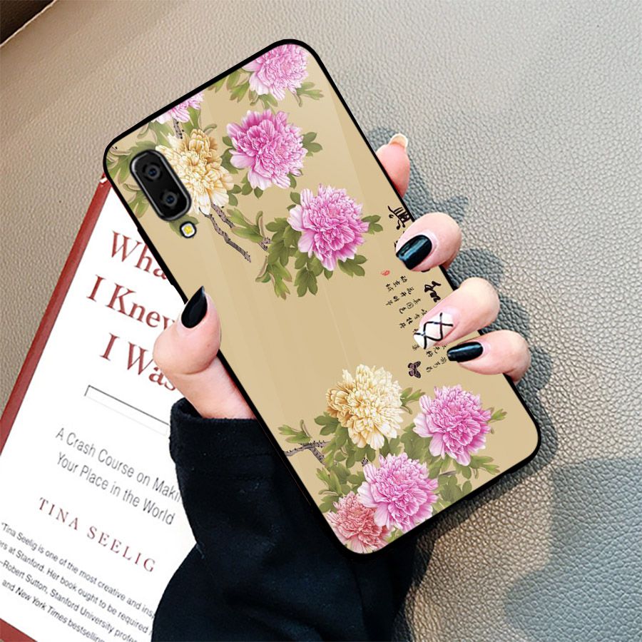 Ốp kính cường lực cho điện thoại Samsung Galaxy A50 - mẫu đơn MS MAUDON068