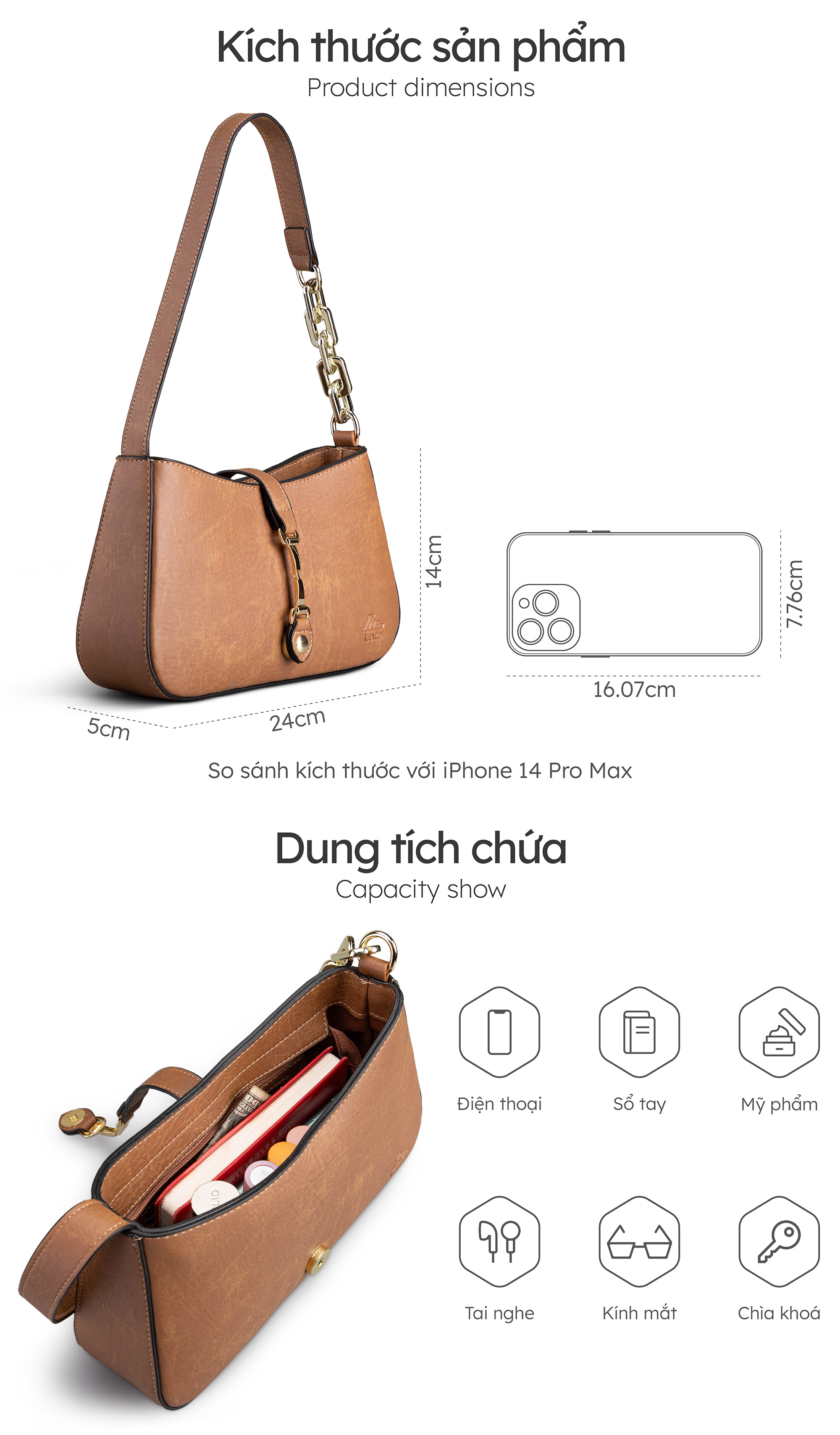 Túi Lata ( Thời trang nữ dự tiệc size 24- Túi đeo chéo da HN108 )