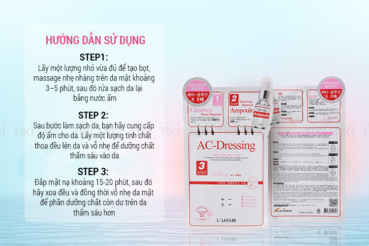 Hộp 10 Miếng Mặt Nạ Dưỡng Da 3 Bước Rainbow L'Affair Ac-Dressing Skin Renewal