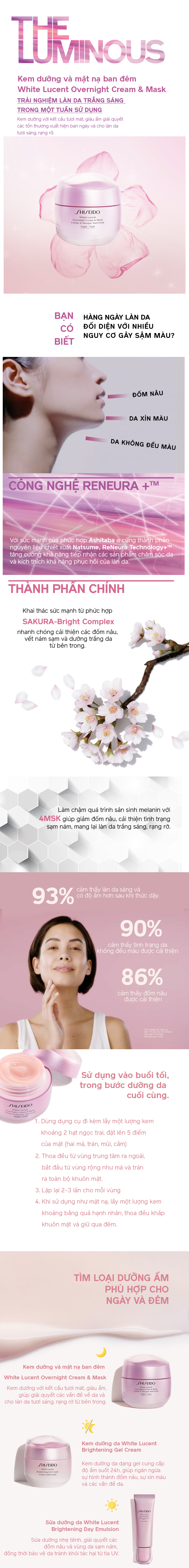 Kem dưỡng trắng da ban đêm White Lucent Overnight Cream & Mask 75mL