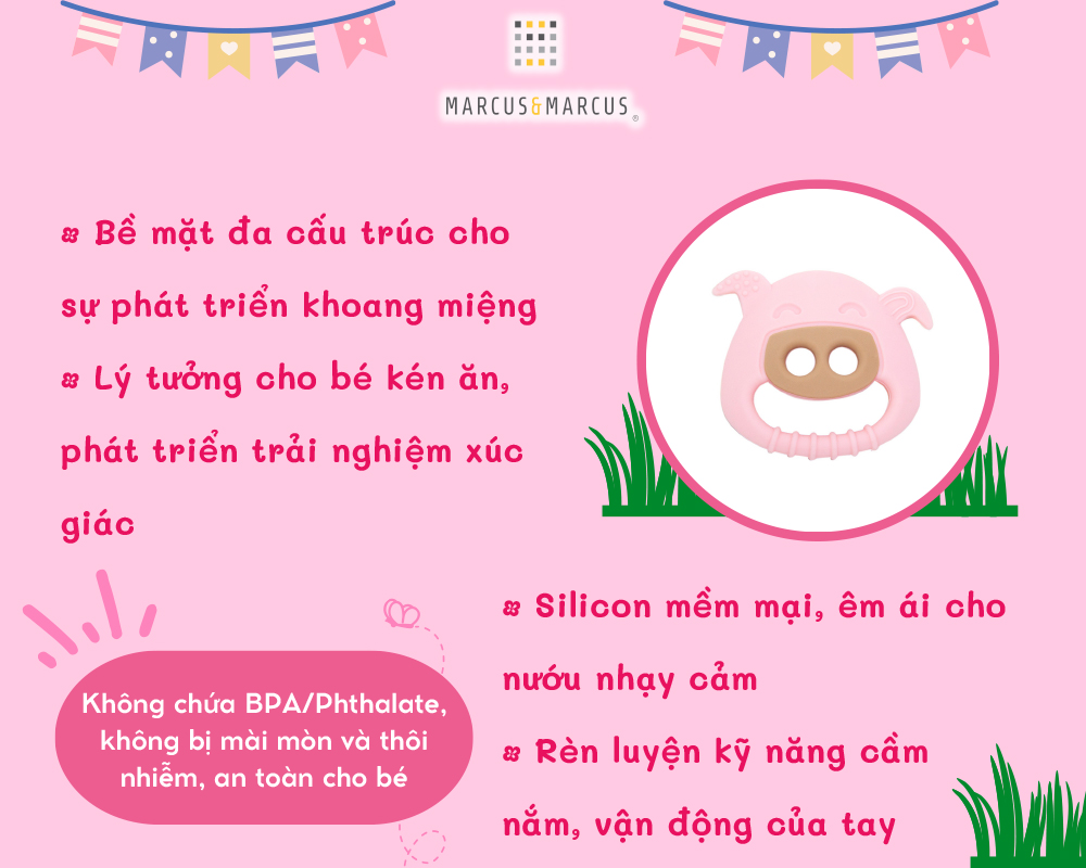 Đồ gặm nướu silicon cho bé Sensory Marcus & Marcus, từ 6 tháng