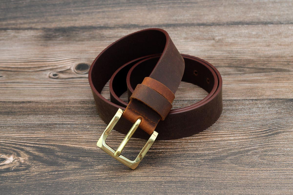 Thắt lưng nam da bò sáp khóa đồng  AT Leather S4K-03