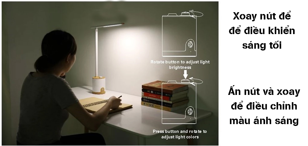Đèn LED đọc sách, đèn làm việc, đèn học chống cận, đèn ngủ thông thông minh