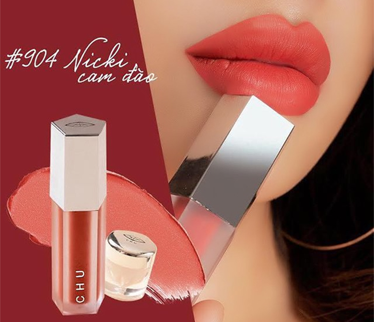Son Nhung Chu Lipstick - Son Kem Lì Mượt Mịn & Bám Màu Lâu Trôi - Tặng Kèm Túi Và Son Dưỡng