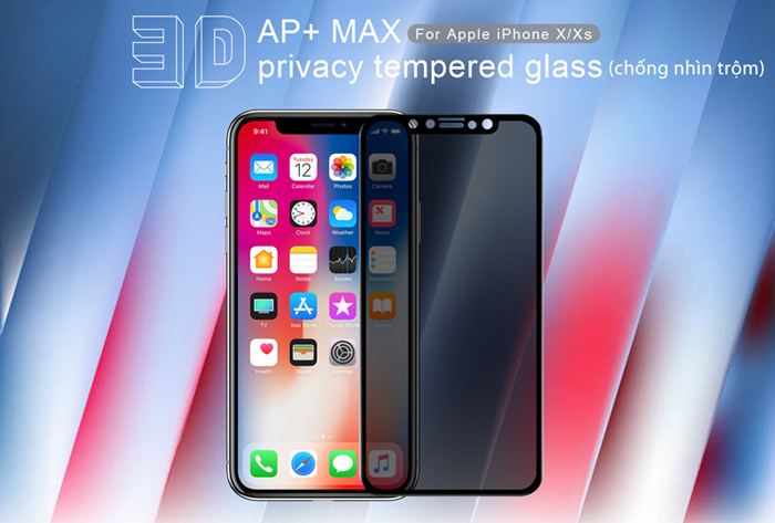 Kính cường lực cho iPhone Xs / X Nillkin 3D AP+ Max chống nhìn trộm - Hàng chính hãng