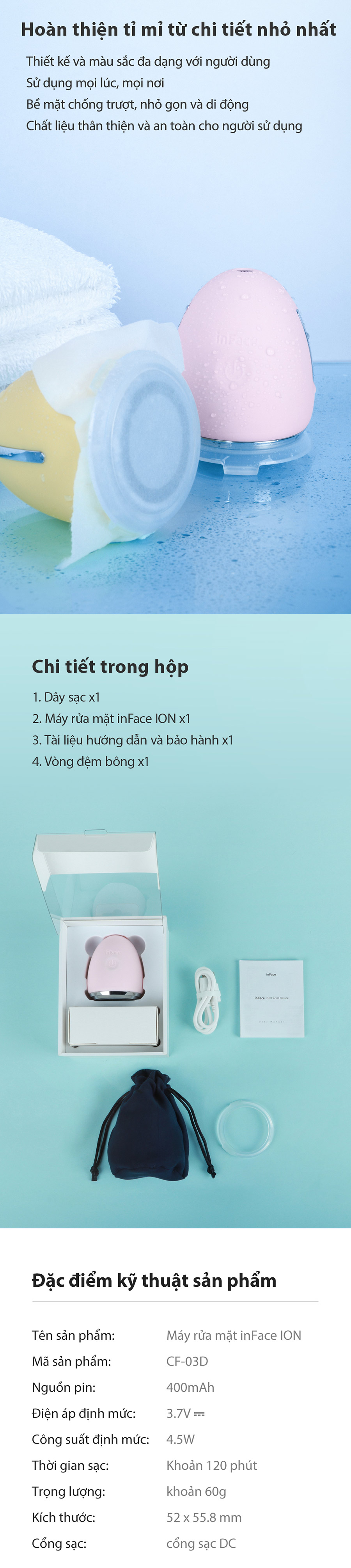 Thiết bị massage chăm sóc da mặt Inface CF-03D