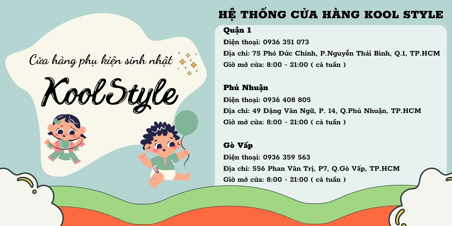 Shop cửa hàng bán đồ phụ kiện trang trí sinh nhật thôi nôi cho bé Kool Style