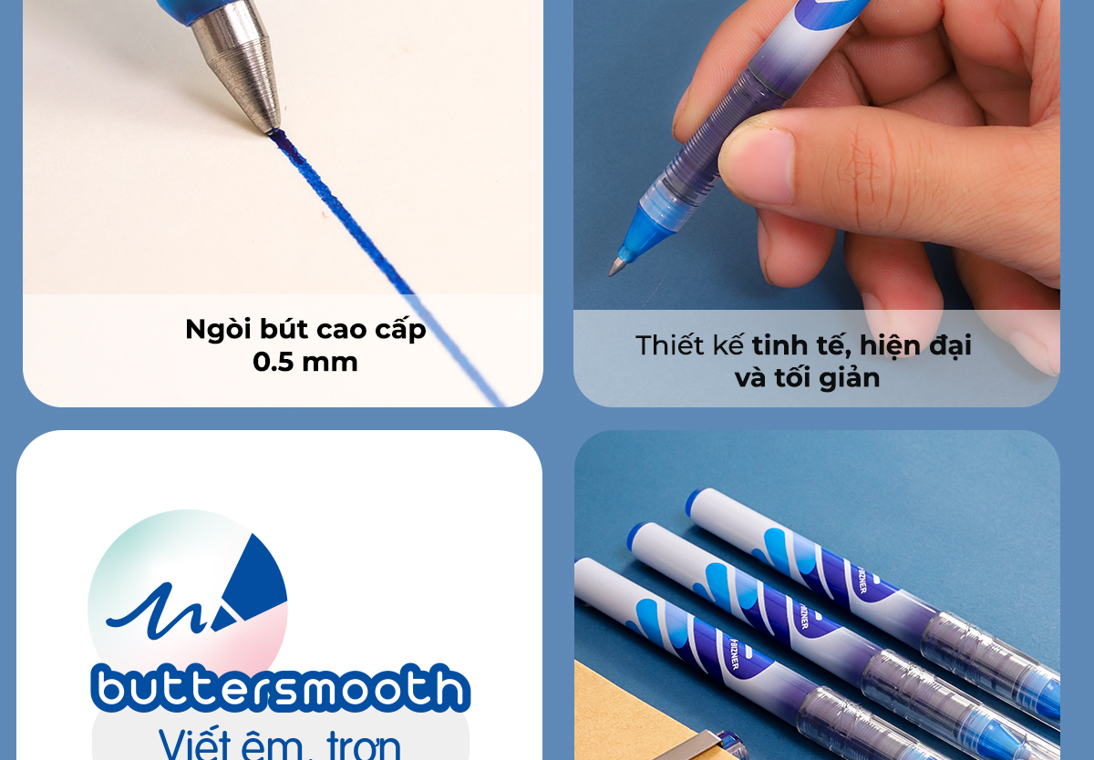 Combo 5/10/20 Bút lông bi - Rollerball Pen Thiên Long RB-007 - Công nghệ Free Ink System