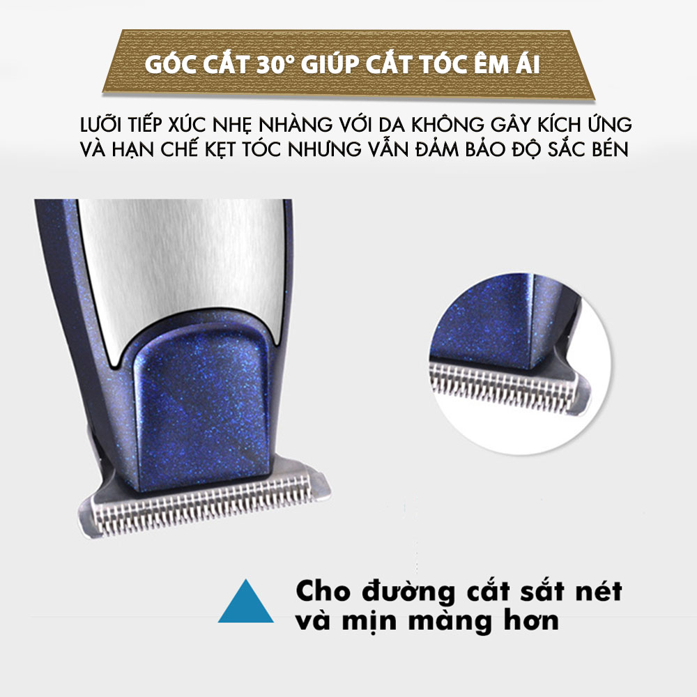 Tông đơ chấn viền cắt tóc, cạo trọc, cạo râu fade tóc, khắc tóc đi viền nét Kemei KM-5021 chuyên dụng cho salon, tiệm tóc, cá nhân đi kèm với máy có bộ cữ lược căn độ dài chuyên dụng Tặng kèm bộ 2 kẹp cá sấu chia tóc ( màu ngẫu nhiên )