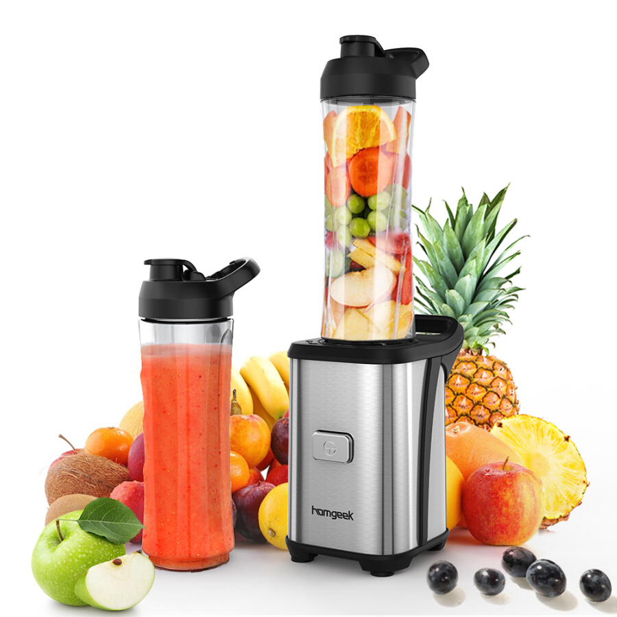 Homgeek Mini 350W Fruit and Vegetable Single Serve Juice Extractor Personal Smoothie Blender Detachable Food Processor Vegetable F