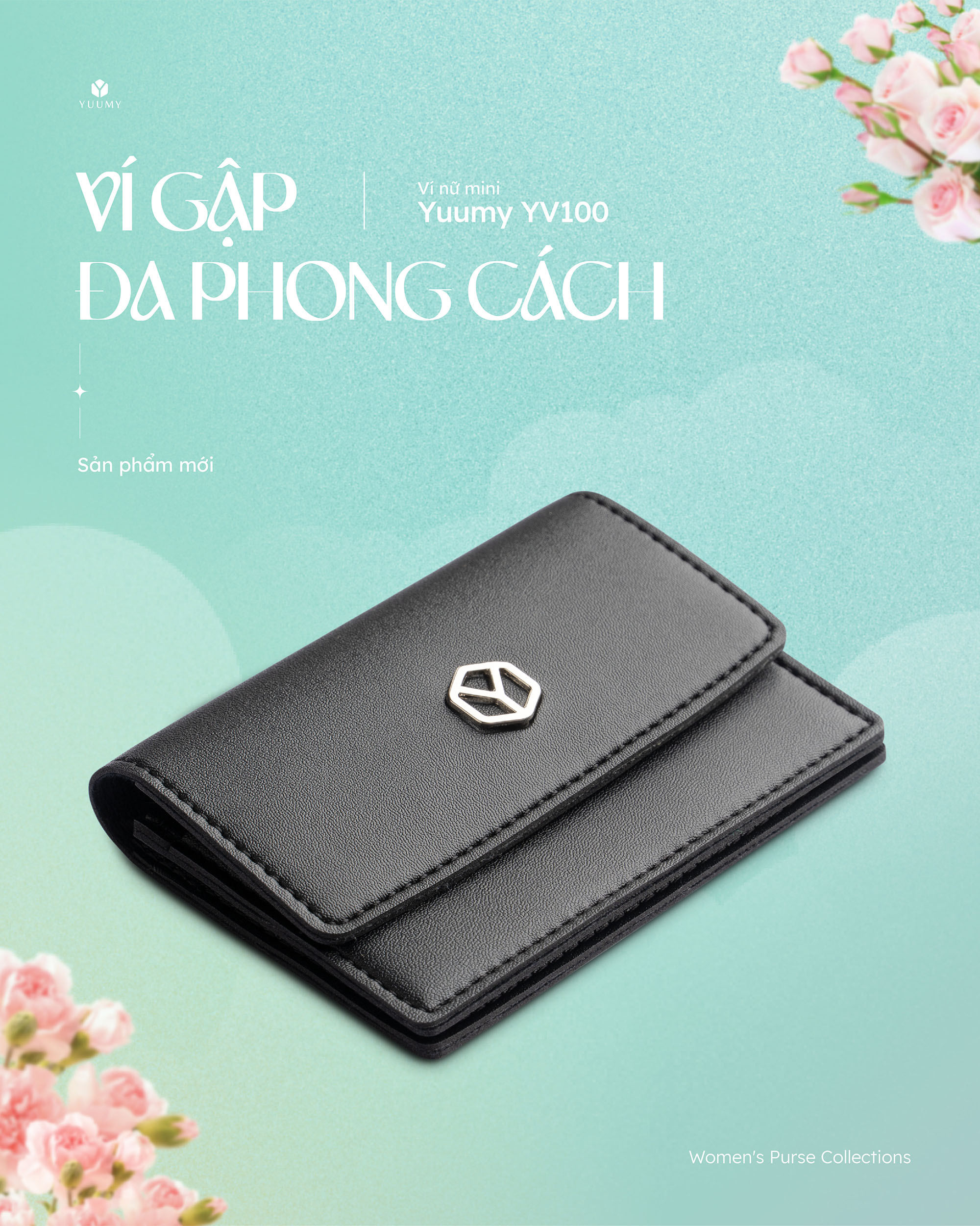 Ví Yuumy ( Thời trang nữ dáng ngắn nắp gập - Ví da Seasand YV100 )