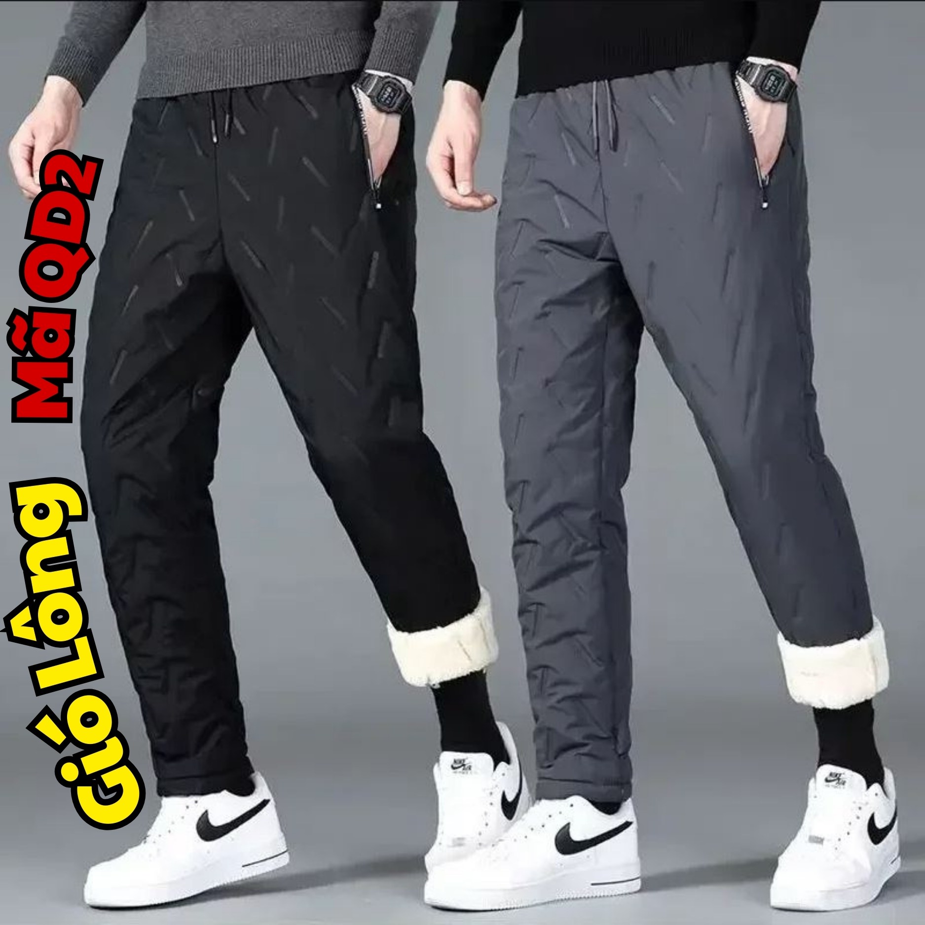Quần gió lót lông QD2 ấm áp thời trang cho nam, Quần nỉ jogger lót lông QD1 sang trọng và dày dặn D Danido