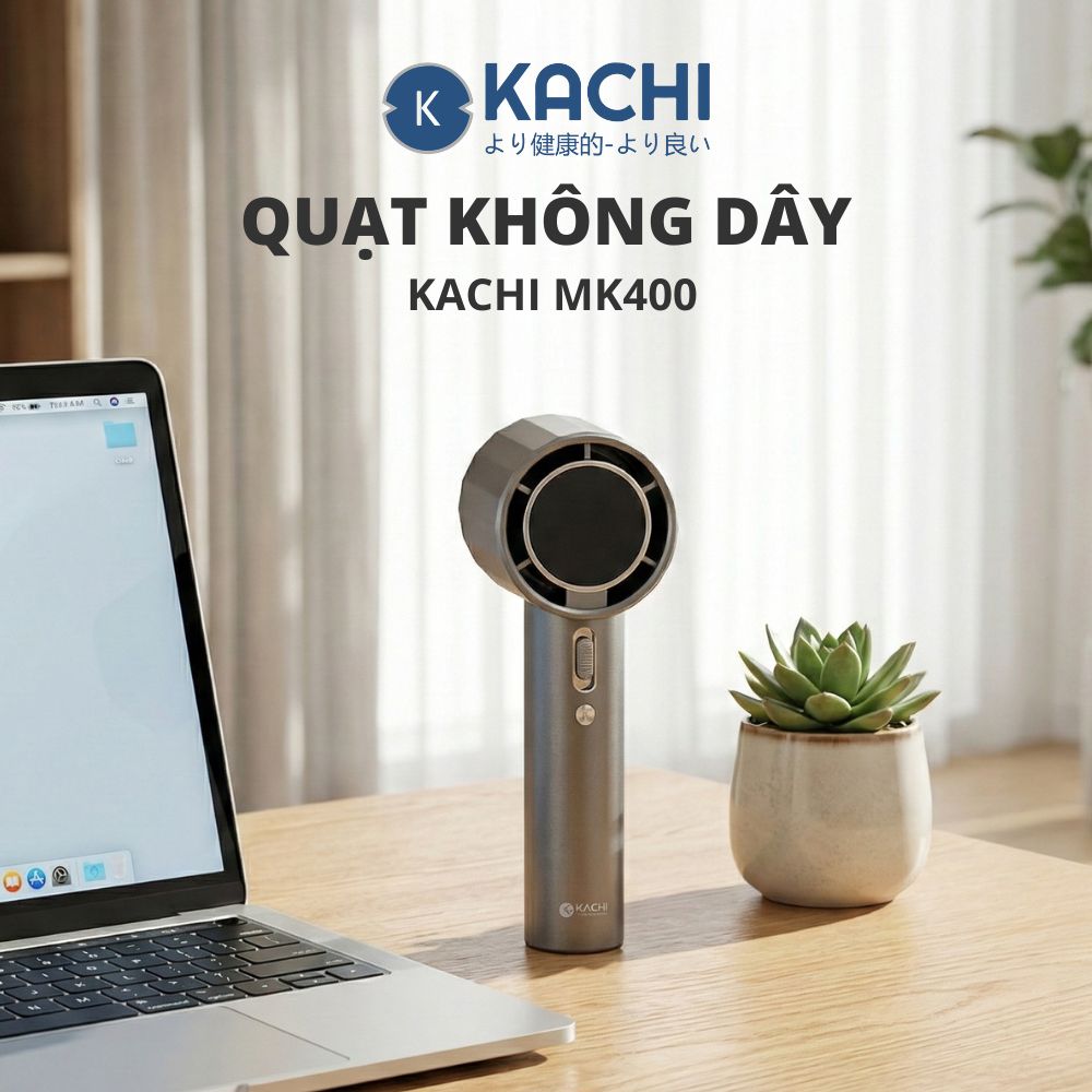 Quạt cầm tay mini Kachi MK400 pin khoẻ 100 cấp độ gió - Hàng chính hãng Hàng nhập khẩu