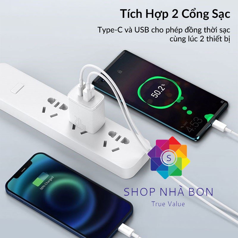 Cốc sạc nhanh Baseus Dual Quick Charger 20W - Hàng chính hãng