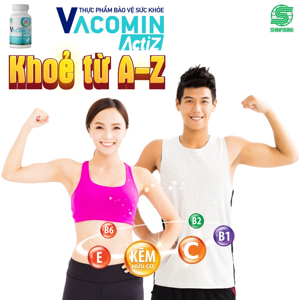 Thực Phẩm Bảo Vệ Sức Khỏe bổ sung vitamin tổng hợp, vitamin nhóm B, E, C và Kẽm hữu cơ Shinpoong Vacomin ActiZ - Hộp 60 viên 2