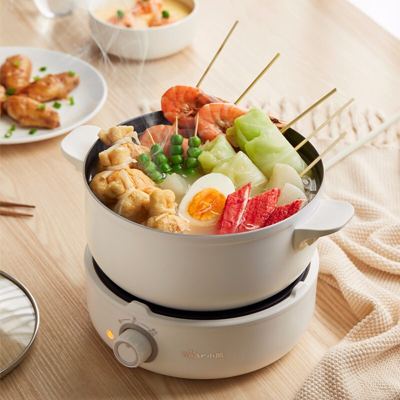 Nồi lẩu điện đa năng Bear DHG-B25Z1 2.5 Lít (Xám Trắng) - Hàng Chính Hãng 