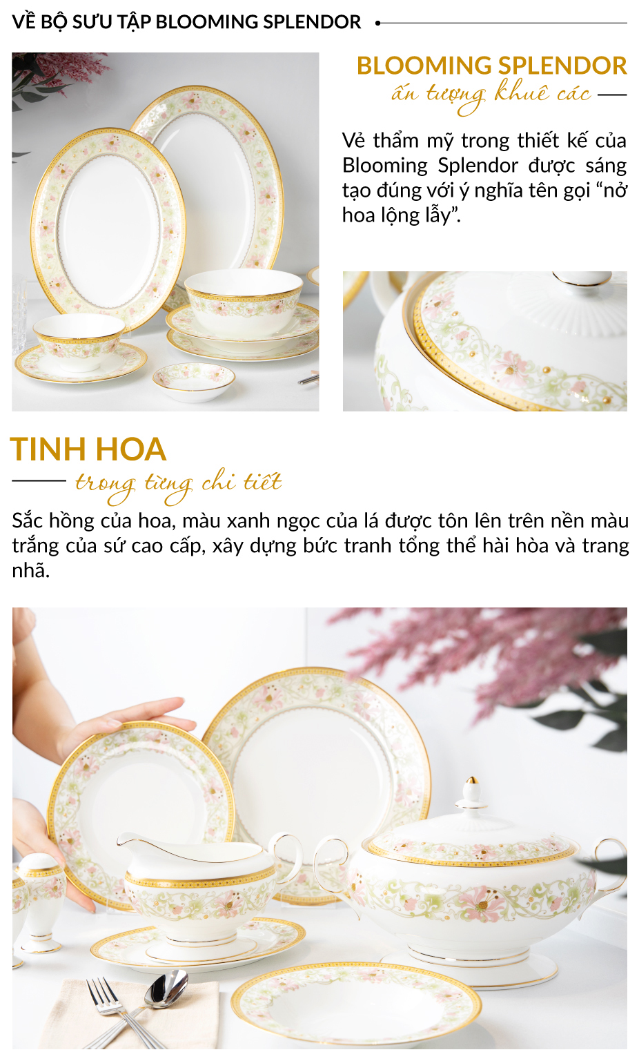 bộ bàn trà coffee 15 món noritake dòng blooming splendor sứ xương cao cấp 3
