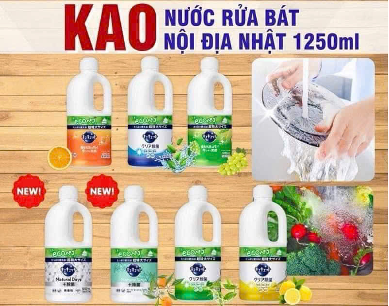 Nước rửa bát Kao 1380ml hương trà xanh nội địa Nhật Bản