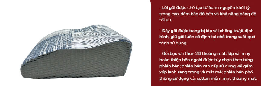 Gối chống suy giãn tĩnh mạch Hàn Việt Hải 40x60x22cm, hỗ trợ ngăn ngừa  các bệnh về mạch tri dưới Vải Cotton