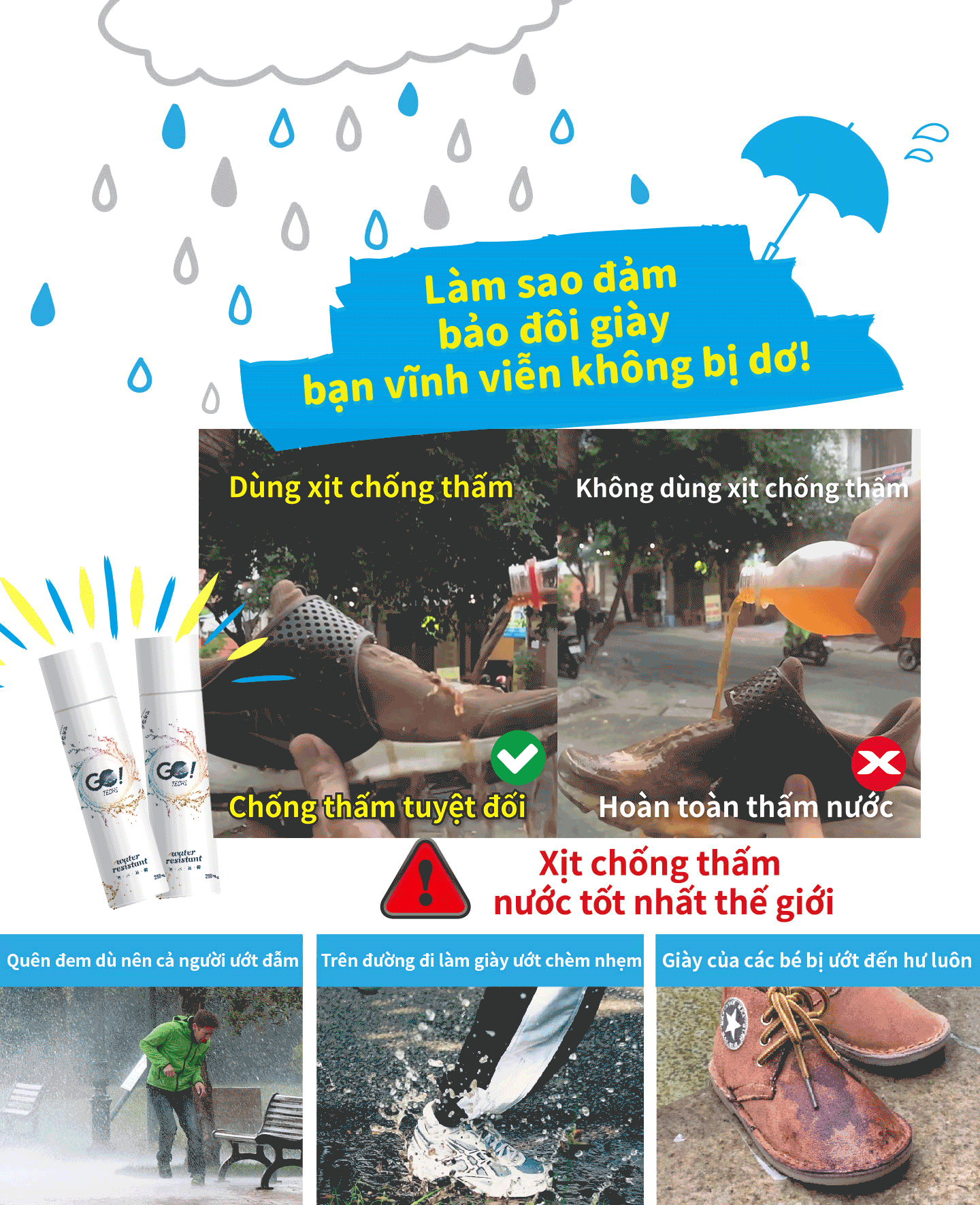 Xịt Chống Thấm Nước Cho Giày Gotech (180ml)