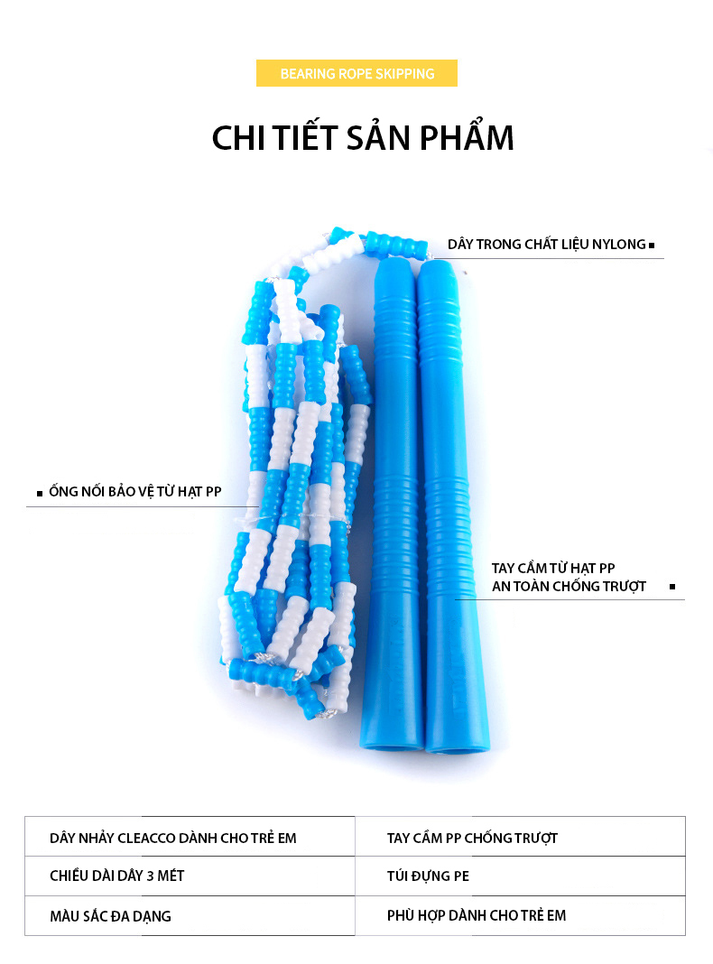 Dây nhảy Beaded rope KAT - Dây nhảy thể thao chuỗi hạt - Dây nhảy chuỗi hạt , beaded rope dây nhảy chuyên dụng tập luyện tốc độ và kỹ năng, skill, tricks. jump rope - Cleacco BORO SPORT