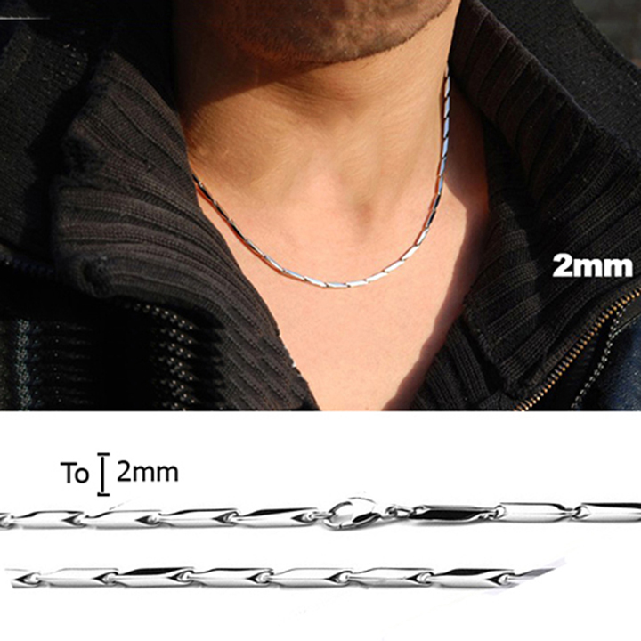 Dây chuyền nam inox thời trang hỏa tiển trơn 2mm thép không gỉ BC02