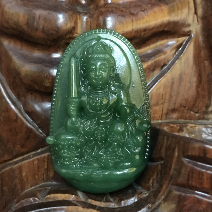 Văn Thù bồ tát đá mã não xanh