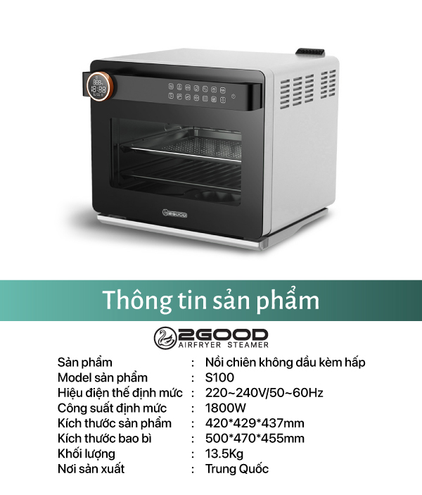 Nồi Chiên 2good S100 - Giải Pháp Chiên Rán Lành Mạnh và Tiện Lợi