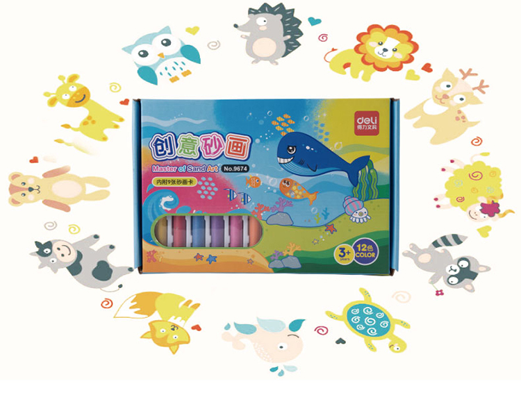 Bộ Tranh Cát Deli 9674 (12 Màu + 9 Tranh)