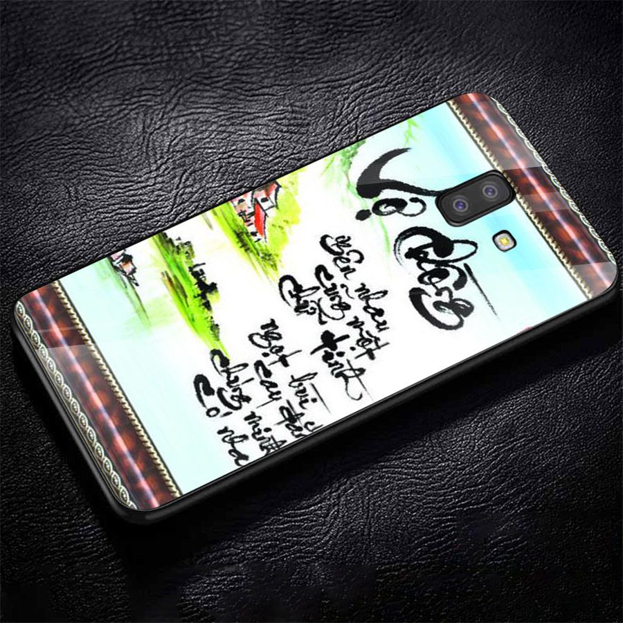 Ốp kính cường lực dành cho điện thoại Samsung Galaxy J4 - J6 - J6 PLUS/J6 PRIME - J8 - thư pháp - tp056